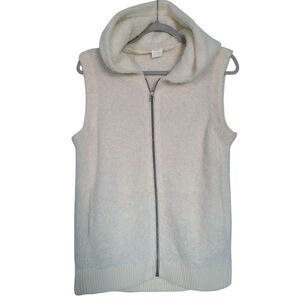 C.T Plage Alpaca Blend Full Zip Hooded Vest Ivory/Cream Size 38 US Small